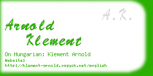 arnold klement business card